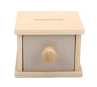 CHICIRIS Wooden Coin Box Toy, Linden Wood Shape Sorter with 6 Colorful Discs, Pull Out Beech Drawer, Fine Motor and Object Permanence Learning for Babies Toddlers (Coin Box Toy)