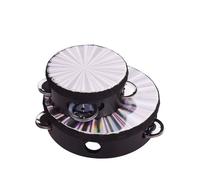 CHICIRIS Wooden Handheld Tambourine, Lightweight Musical Instrument with Reflective Drum Head, Metal Single Row Jingles, Educational Toy for Kids and Adults, 4/6 Inch, Add Fun to Party, (6 Inch)