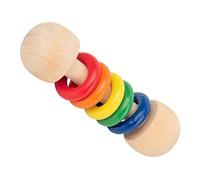 CHICIRIS Wooden Rattle Toy, Solid Wood Baby Rattle Shake Toy with Ring Design, Grasping Toddler for Hand Eye Coordination, Sound Play, Early Learning for Boys Girls (5 Ring)