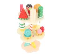 CHICIRIS Wooden Tea Party Set Beechwood Dessert Stand Playset with Ice Cream Tower & Food for Kids Ages 3 4 5 6