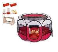 Chick Breeding Box, Chicken Brooder Box for Chick Starter Kit, Foldable Chick Hutch with Poultry Drinker, 1000 ml Automatic Feeder and Chick Perch for Puppies, Kittens, Rabbits, Ducks