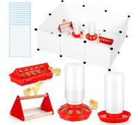 Chick Brooder Box Starter Kit, Plastic Baby Chicken Feeder and Waterer Set with Chick Perch