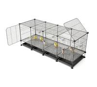 Chick Brooder Cage Indoor with Skylight Top Pull-Out Tray Modular Iron Wire Enclosure Spacious Small Poultry Pen Easy-Clean for Chicks, Quail, Ducklings and Small Animals(140x35x42cm)