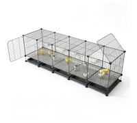 Chick Brooder Cage Indoor with Skylight Top Pull-Out Tray Modular Iron Wire Enclosure Spacious Small Poultry Pen Easy-Clean for Chicks, Quail, Ducklings and Small Animals(175x35x42cm)
