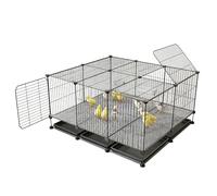 Chick Brooder Cage Indoor with Skylight Top Pull-Out Tray Modular Iron Wire Enclosure Spacious Small Poultry Pen Easy-Clean for Chicks, Quail, Ducklings and Small Animals(105x70x42cm)
