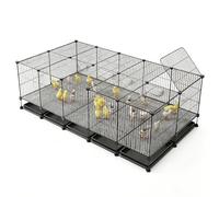 Chick Brooder Cage Indoor with Skylight Top Pull-Out Tray Modular Iron Wire Enclosure Spacious Small Poultry Pen Easy-Clean for Chicks, Quail, Ducklings and Small Animals(175x70x42cm)