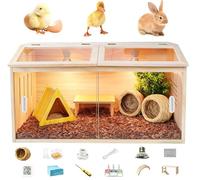 Chick Brooder Heating Box With 2 Heat Lamps, Hold up to 35 Chicks Poultry Breeding Box for Chicks, Chicken Brooder Box Intelligent Sliding-Door Chick Brooder, 80 * 43 * 42cm
