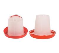 Chick Feeder and Waterer Kit 1L and 1kg with Tray, Automatic Washable Reusable Plastic Baby Chicken Supplies, Poultry Feeders