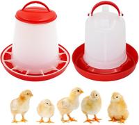 Chick Feeder and Waterer Kit, Top Fill Chick Feeder and Chick Waterer,2 Pcs Plastic Poultry Drinker Poultry Waterer Automatic Chicken Water Feeder Fed Water Container Jar (1.5Kg Feeder-1.5L Waterer)
