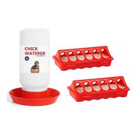 Chick Feeder and Waterer Set, 3 Pcs Baby Chicken Supplies with Chicks Feeder Trough and 1L Waterer, Chicken Starter Kit for Small Poultry Ducks Quail Coop