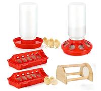 Chick Feeder Waterer 5 Sets Trough Feeders Roost Bar No Leak Baby Chick Waterer Feeders Set for Chicks Ducklings Quail Small Poultry Essential Brooder Supplies (Set of 5)