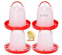 Chick Feeders and Waterers Set, 2 Pcs 1.5 L Poultry Drinkers & 2 Pcs 3.3 lbs Feeders, Hanging Plastic Poultry Containers for Chickens, Turkeys, Ducks and More