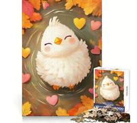 Chick Hearts Autumn Leaves 1000 Piece Jigsaw Puzzles for Teenagers Brain Stimulation Casual Enjoyment Premium Cut (50x75cm)
