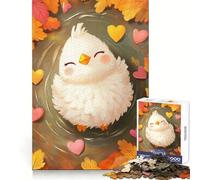 Chick Hearts Autumn Leaves Jigsaw Puzzles for Adults1000 Piece Mental Exercise Peaceful Fun Snug Lock Great Gift (38x26cm)