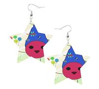 chick in a hat Prints Leather star earrings Pendant Stylish and light Lightweight Dangle for Women Girls, One Size, Leather, No Gemstone