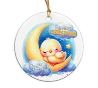Chick Sleep On Moon Christmas Tree Decorations Crimbo Baubles Ceramic Xmas Ornaments With Ribbon Hanging