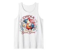 Chicka Boom Boom USA 4th of July Patriotic Chicken Farmer Tank Top