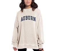 Chicka-D NCAA Auburn Tigers Womens Burnout Fleece Pullover, Oatmeal, Large