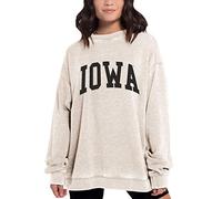 Chicka-D NCAA Iowa Hawkeyes Womens Burnout Fleece Pullover, Oatmeal, Large (449_NC_CA)