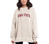 Chicka-D NCAA Iowa State Cyclones Womens Burnout Fleece Pullover, Oatmeal, Large (449_NC_CA)