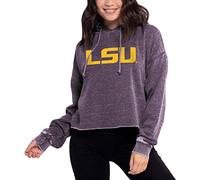 Chicka-D NCAA LSU Tigers Womens Campus Cropped Hoodie, Grape, Medium