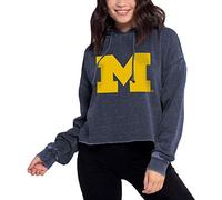 Chicka-D NCAA Michigan Wolverines Womens Campus Cropped Hoodie, Ink, Small
