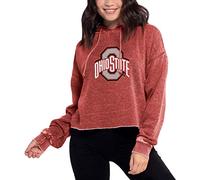 Chicka-D NCAA Ohio State Buckeyes Womens Campus Cropped Hoodie, Cardinal, Medium