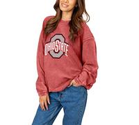 Chicka-D NCAA Ohio State Buckeyes Womens Corded Crew Pullover, Red, Large