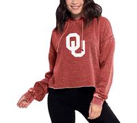 Chicka-D NCAA Oklahoma Sooners Womens Campus Cropped Hoodie, Cardinal, Medium