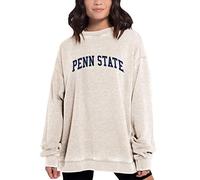 Chicka-D NCAA Penn State Nittany Lions Womens Burnout Fleece Pullover, Oatmeal, Large