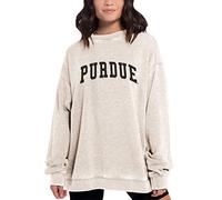 Chicka-D NCAA Purdue Boilermakers Womens Burnout Fleece Pullover, Oatmeal, Large, 449_NC_CA