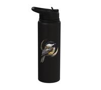 Chickadee Crescent Moon Celestial Bird Stainless Steel Insulated Water Bottle