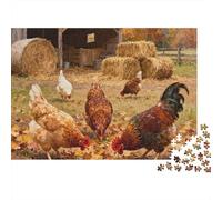 Chicken 1000 Piece Autumn Chicken Forage Cardboard Puzzle for Adults 14+ Senior Citizens Stress Relief Home Leisure Time Casual Gamers 52x38cm/1000pcs