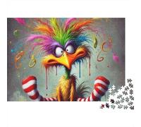 Chicken 1000 Piece Colorful Silly Bird Sturdy Cardboard Puzzle for Puzzle Enthusiasts Friends Gathering Classroom Activity Educational Enlightenment 70x50cm/1000pcs