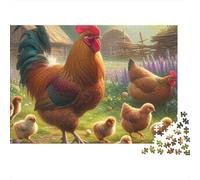 Chicken 1000 Piece Farm Rooster Walk Sturdy Cardboard Puzzle for Puzzle Enthusiasts Friends Gathering Holiday Pastime Social Icebreaker Collectible Item 70x50cm/1000pcs