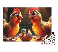 Chicken 1000 Piece Hatching Egg Surprise Sturdy Cardboard Jigsaw Puzzle for Adults Birthday Party Staycation Entertainment Casual Gamers Social Icebreaker 52x38cm/1000pcs