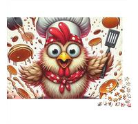 Chicken 1000 Pieces Chef Chicken Cooking Recycled Cardboard Puzzle for Rainy Day Indoor Activity Family Game Night Senior Citizens Senior Centre Activity Gift 70x50cm/1000pcs