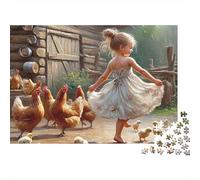 Chicken 1000 Pieces Girl Dancing with Chicks Recycled Cardboard Jigsaw Puzzle for Family Game Night Brain Training Educational Enlightenment Missing Piece Guarantee 38x26cm/1000pcs