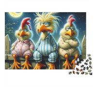 Chicken 1000pc Pajama Chicken Trio Heavy-duty Cardboard Jigsaw Puzzle for Brain Teaser Lovers Team Building Home Leisure Time Value for Money 70x50cm/1000pcs