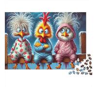 Chicken 1000pc Pajama Chicken Trio Heavy-duty Cardboard Jigsaw Puzzle for Brain Teaser Lovers Team Building Home Leisure Time Value for Money 38x26cm/1000pcs