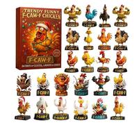 Chicken Advent 2025 - 2D Acrylic Chicken Hanging Pendant | Christmas Countdown Calendar Trendy Funny F-CAW-F Chickens | 24 Days of Glucks, Laughter and Chaos | Window Tree Decoration