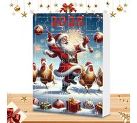 Chicken Advent Calendars 2025 - Acrylic 10.24" .09"x1.18" | 24 Days Chicken Countdown Calendar 2D Chick Pendant Home Animal Charm Rearview Mirror