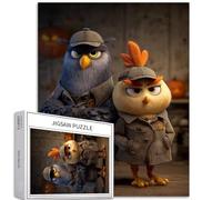 Chicken and Owl Team Up to Solve a Case 1000 Piece Jigsaw Puzzles for Adults Halloween Art Jigsaw Puzzle Colorful DIY Puzzles for Home Decoration Gifts Family Puzzle Perfect for Game Nights 50×70cm
