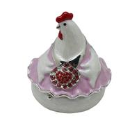 Chicken and Rooster Jewelry Storage Box Durable Alloy and Enamel Finish Holiday Present Jewelry Display Box Czech Alloy Chicken Trinket, フリーサイズ