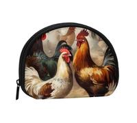 Chicken And Rooster Print Coin Purse with Zipper Mini Coin Pouch Small Change Wallet for Men Women Coin Bag Personalized Credit Card Bags Everything Storage Pouch for Headset ID Key Lipstick