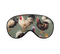 Chicken and Rooster Print Eye Mask for Women & Men, Breathable & Adjustable Eye Cover, Ultra Soft Sleep Mask, Lightweight Travel Blindfold for Airplane, Nap, Night Sleeping