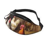 (Chicken and Rooster Print) Fanny Pack Waist Bag Adjustable Shoulder Strap Bum Bag for Men Women Travel Hiking Running