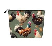 Chicken and Rooster Print Print Makeup Bag Cute Cosmetic Bag for Women Makeup Pouch Travel Toiletry Bag for Lady