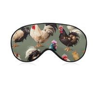 Chicken and Rooster Print Sleep Mask for Women Men, Soft Eye Mask with Adjustable Strap for Sleeping, Light Blocking Travel Blindfold for Nap Comfortable Eye Cover for Home Office