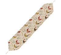 Chicken and Rooster Print Table Runner for Dining Table, Short Plush Runners Washable & Durable Tablerunner Modern Home Decor for Wedding, Kitchen, Holiday 200*33cm